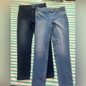2 pairs size 10/12 L Cat & Jack jeggings with real pockets and snap fly. NNT